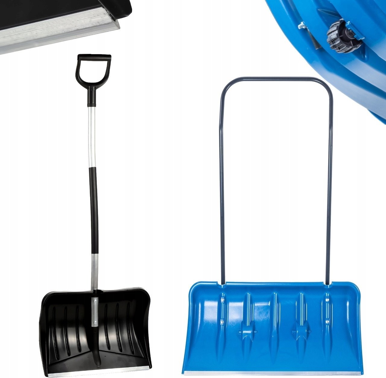 Kadax KADAX Schneeschaufel, Schneeschieber, Schneepflug auf Rädern + Ergo-Schaufel – Set