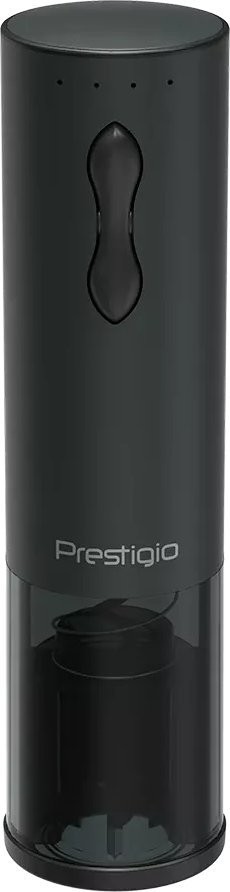 Prestigio Bolsena, elektrischer Weinöffner mit Prestigio-Logo, Belüfter, Vakuumverschluss, schwarz