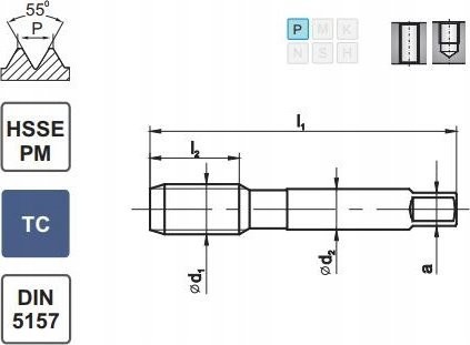 Fanar Gewindebohrer G 1/8" DIN 5157/2-P HSSE-PM HRC 40 TICN