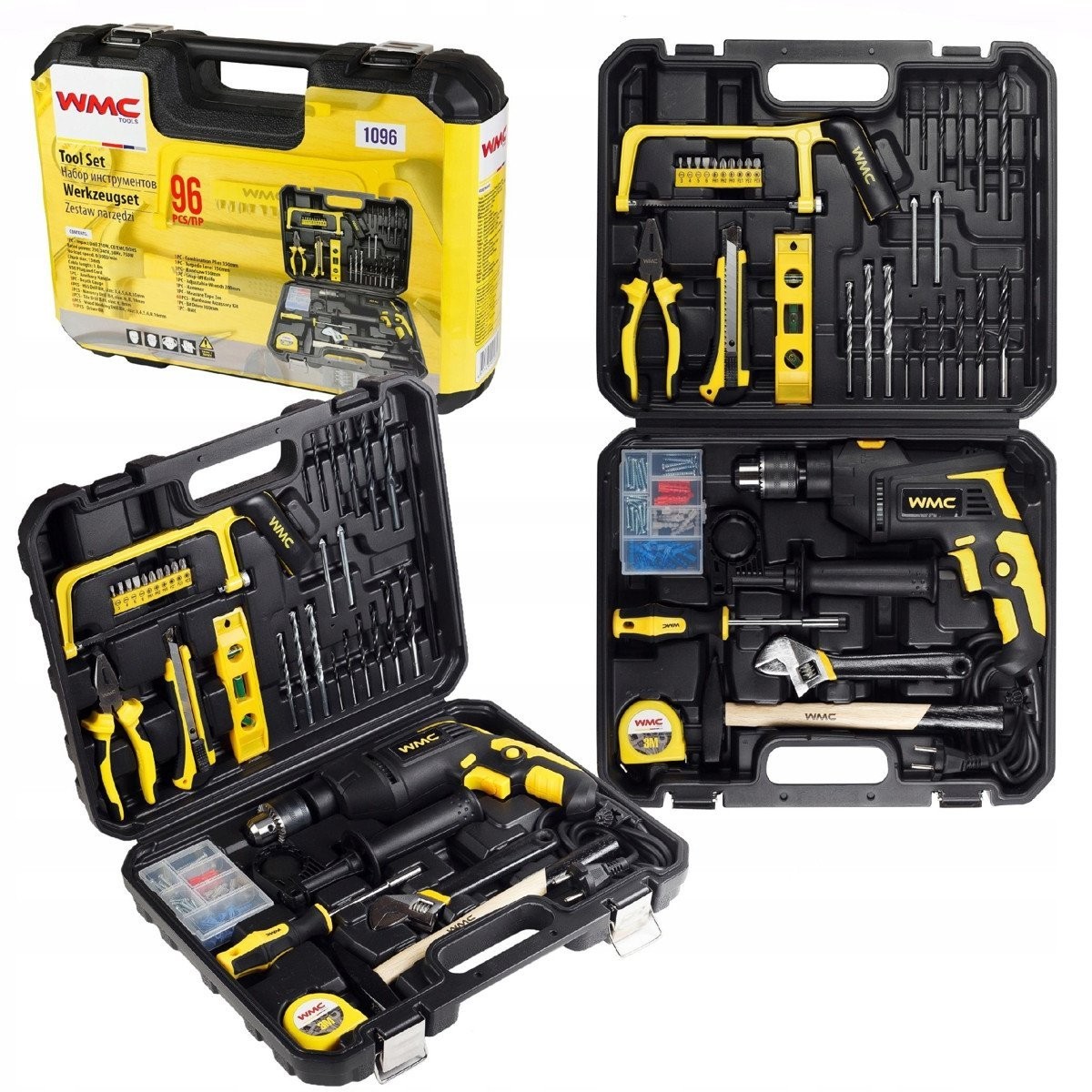 750-W-Schlagbohrmaschine, Bohrer und Bits, Walizka, 96-teilig