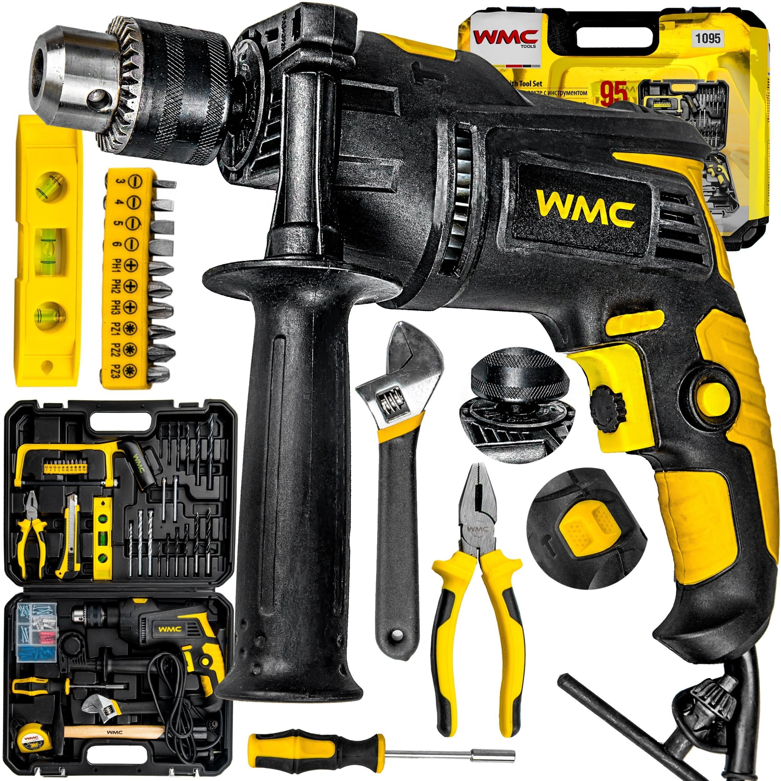 750-W-Schlagbohrmaschine, Bohrer, Bits, Koffer (96-teilig)