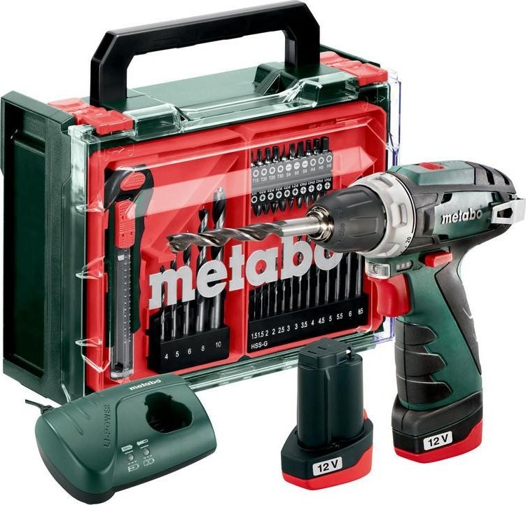 Bohrmaschine Metabo METABO AKKU-BOHRMASCHINE BS BASIC SET 12 V + 41 ACC 34/17 Nm 2x2,0 Ah POWERMAXX