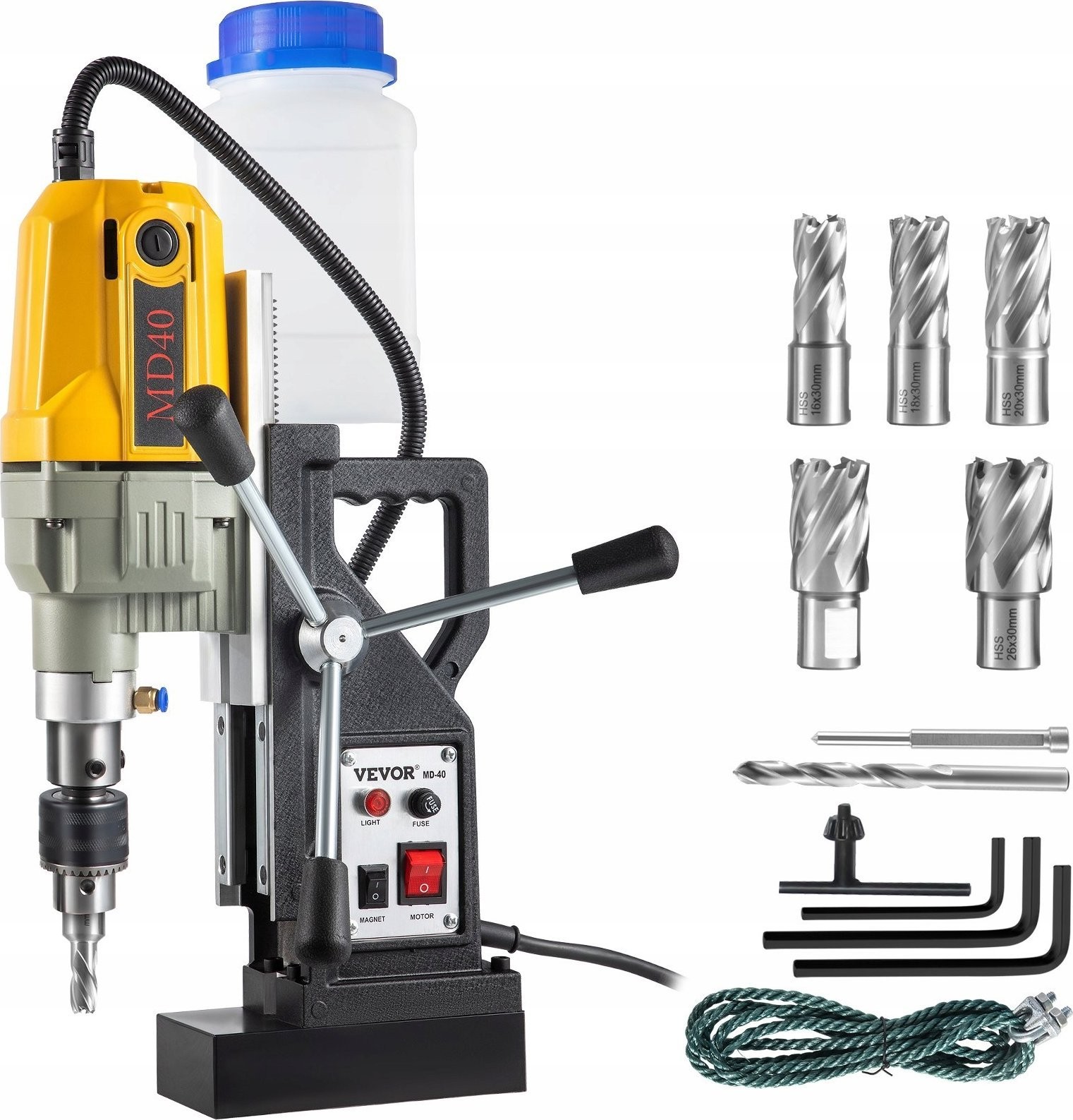 Tragbarer Magnetbohrer, Kernbohrmaschine, 1100 W, 7 Bohrer