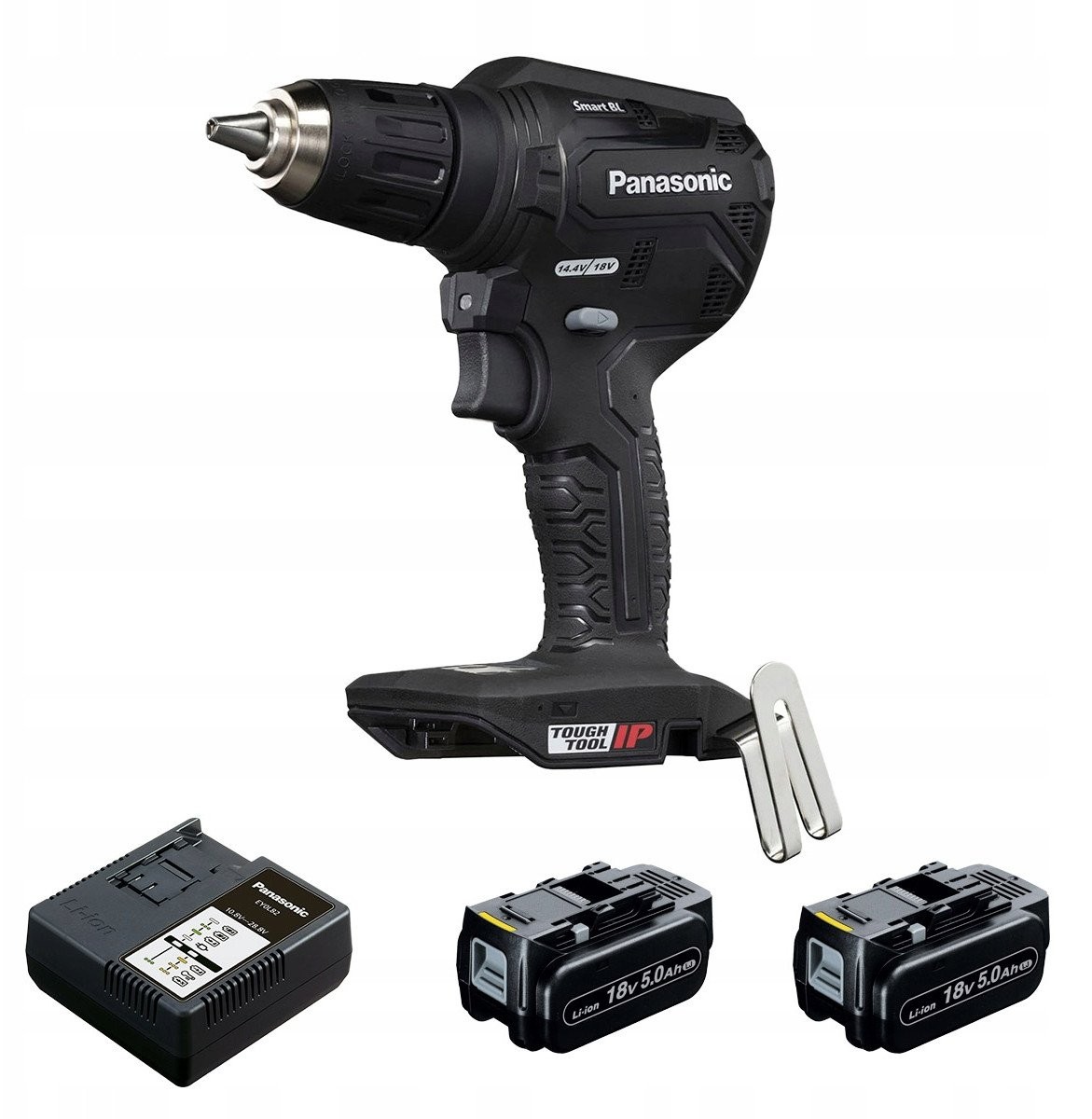 Kompakter und leichter 18-V-Bohrschrauber Panasonic EY1DD1J18D, im Set mit Ladegerät + 2 x 18-V-Akku / 5,0 Ah
