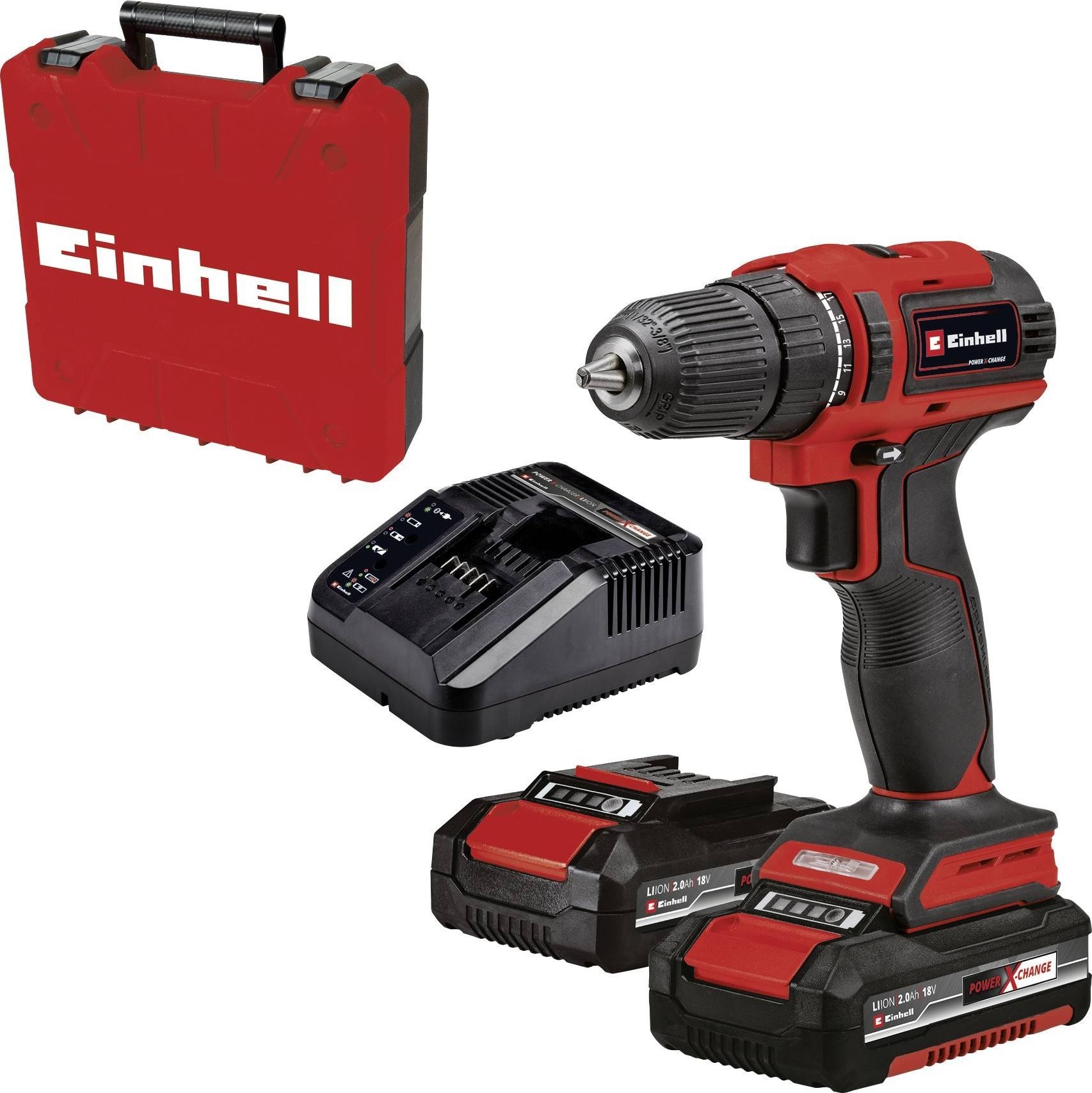 Einhell Akku-Bohrmaschine TE-CD 18/40 Li BL (rot/schwarz, 2 Li-Ionen-Akkus à 2,0 Ah, im Koffer)