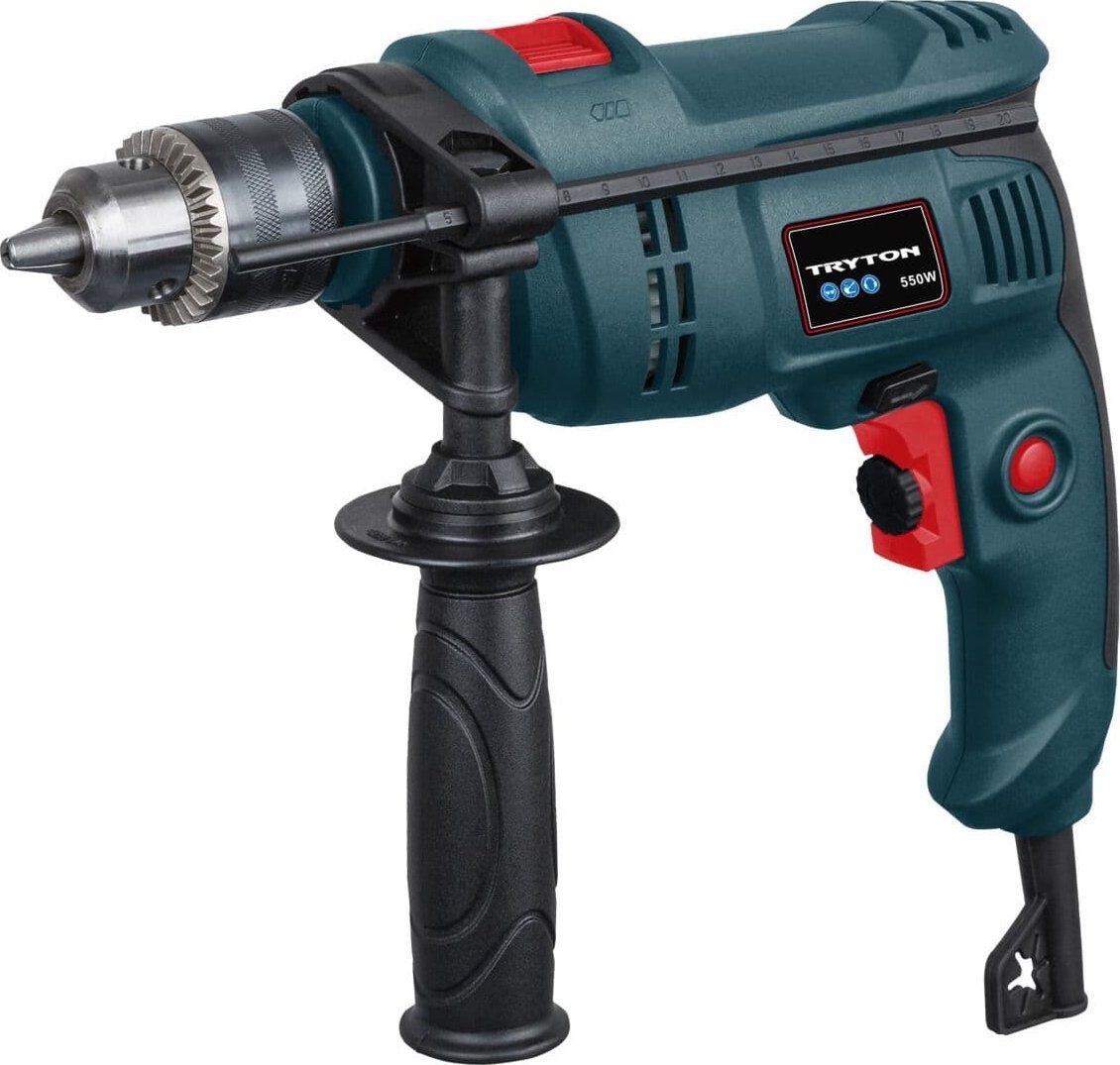 Tryton-Bohrmaschine, Schlagbohrmaschine, 550 W, 13-mm-Schlüsselhalterung, links/rechts