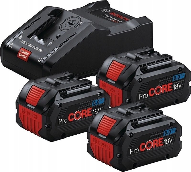 Bosch-Bohrmaschine BOSCH BATTERY 18 V, 8,0 Ah x 3 + Ladegerät GAL 18 V-160 PROCORE ...