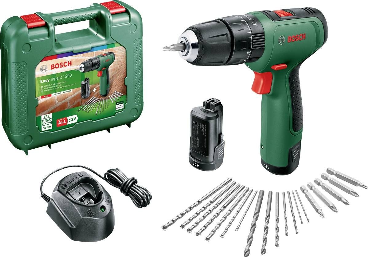 Bosch EasyImpact 1200 Akku-Bohrschrauber, 12 V, 2 Akkus à 1,5 Ah (06039D3105)
