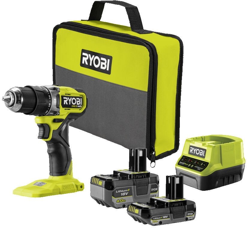 Akku-Schlagbohrmaschine RYOBI ONE+HP RPD18C1-242S, 18 V, 2,0 + 4,0 Ah Li-Ion, 60 Nm