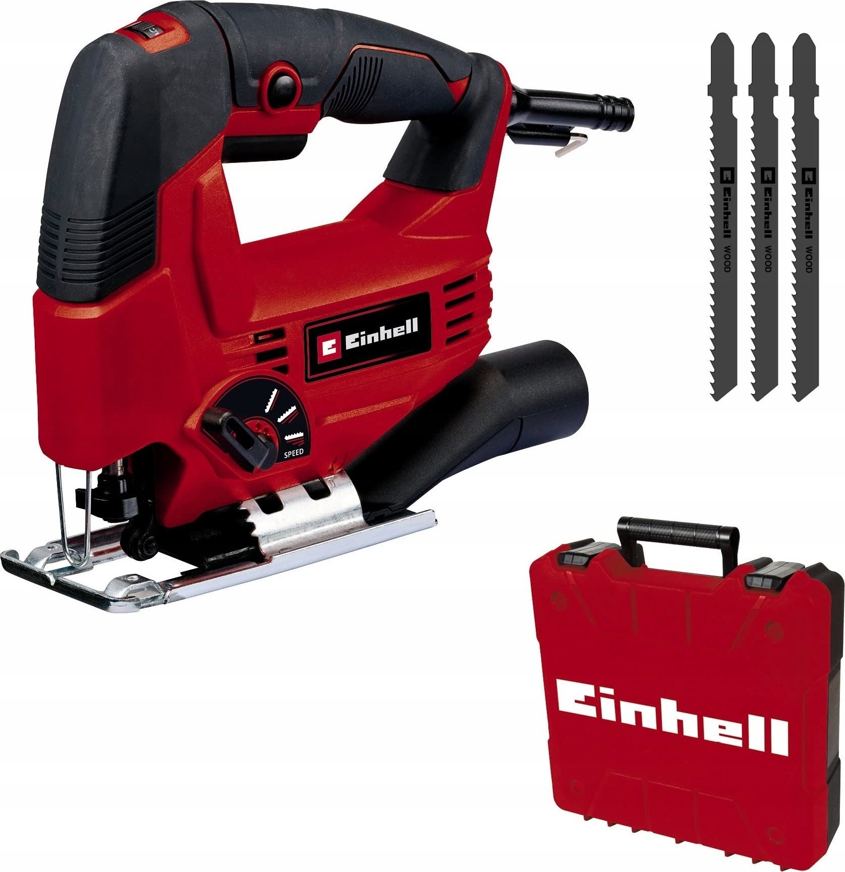 Einhell Stichsäge TC-JS 80/1 Kit (rot/schwarz, 550 Watt, inkl. Koffer und Zubehör)