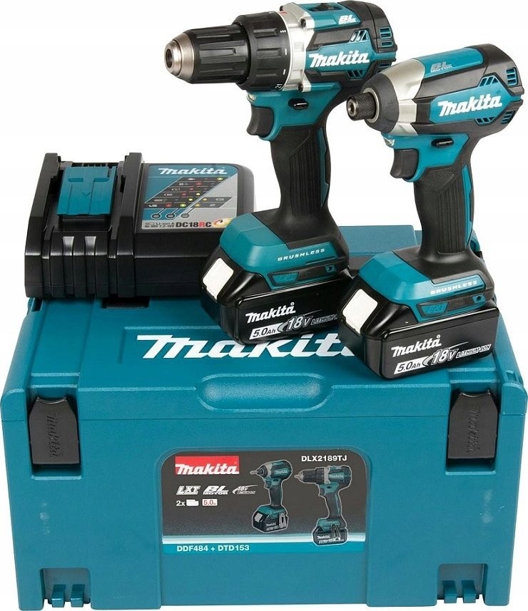 Makita COMBOKIT 18V DLX2189TJ Akku-Bohrschrauber mit 2 Akkus à 5,0 Ah MAKITA
