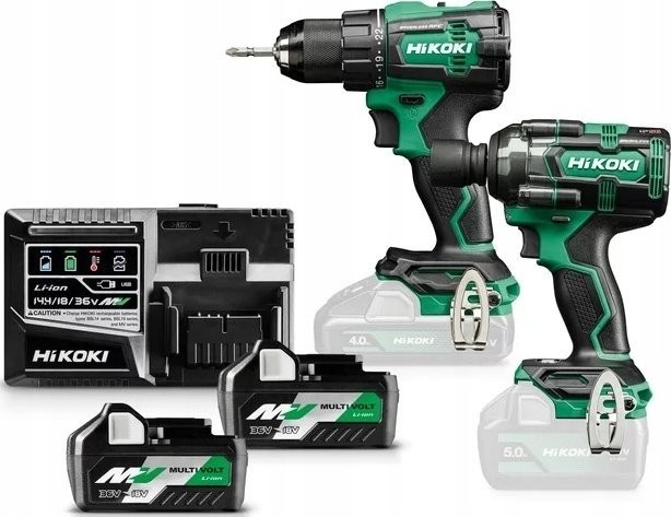 Hitachi HIKOKI Elektrowerkzeug-Set. SET 36/18 V KC18DE WJZ (DS18DE + WR18DH) MULTIVOLT 2x5,0 Ah HITSYSTEM