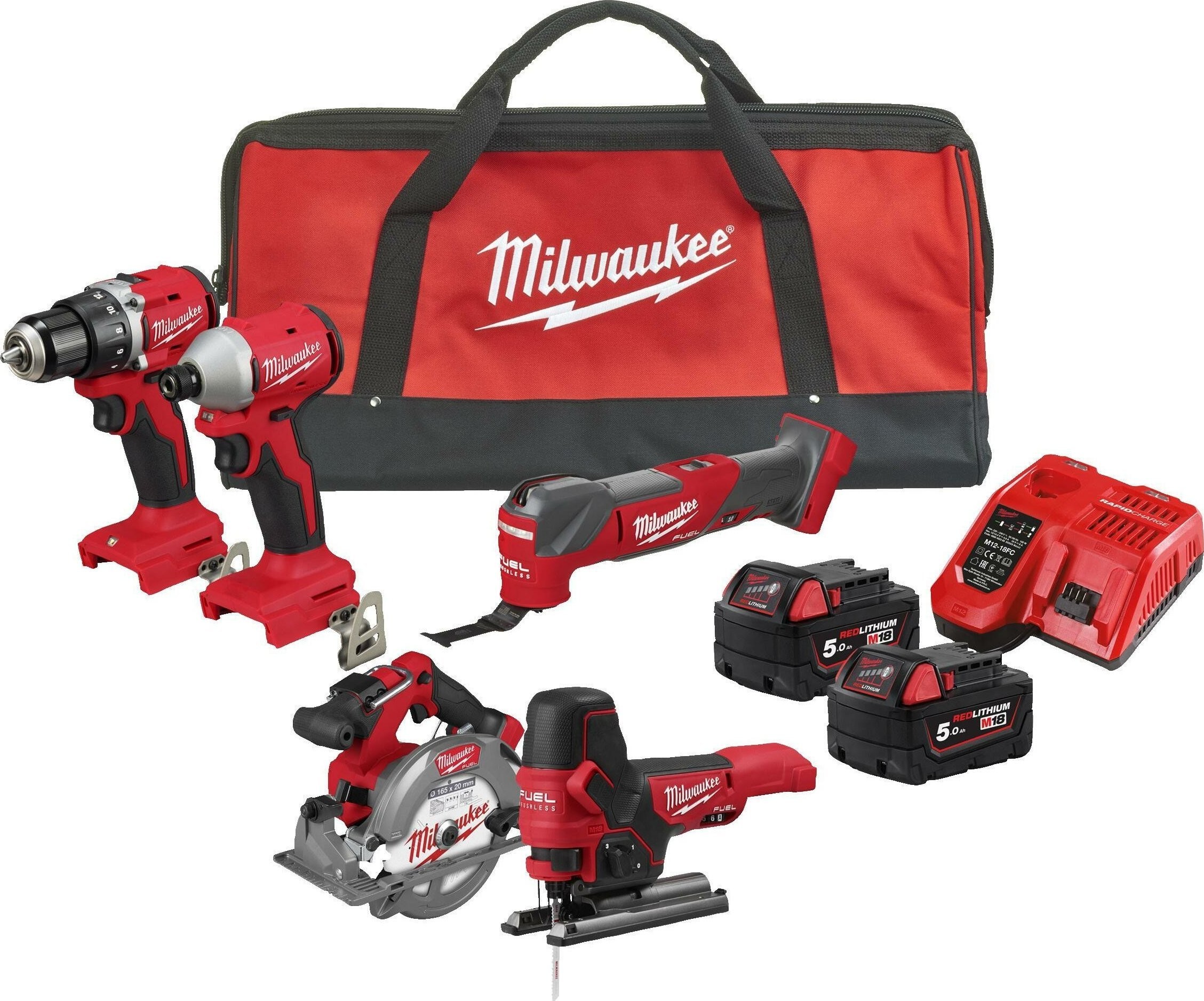 Milwaukee 9-teiliges Elektrowerkzeug-Set (M18 BLCPP5A-502B)